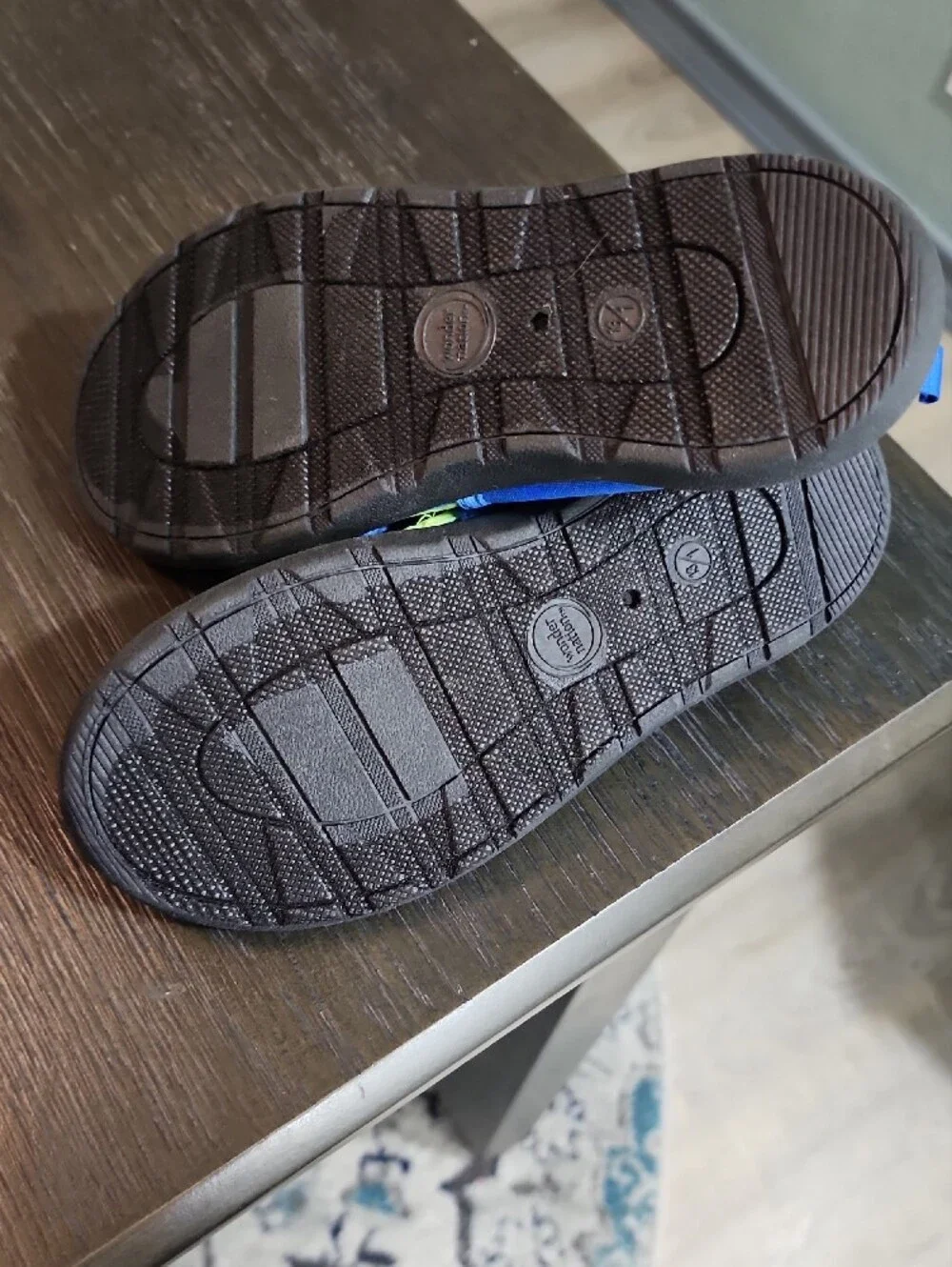 Youth Blue Water Shoes with Lime Trim - Secure Hook & Mesh Upper